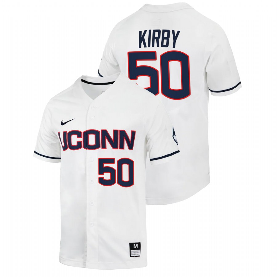 men uconn huskies devin kirby white 2022college baseball full button jersey