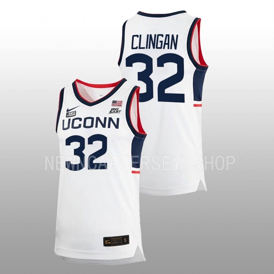 men uconn huskies donovan clingan 2022 23 replica home basketball white jersey