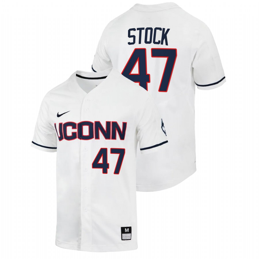 men uconn huskies erik stock white 2022college baseball full button jersey