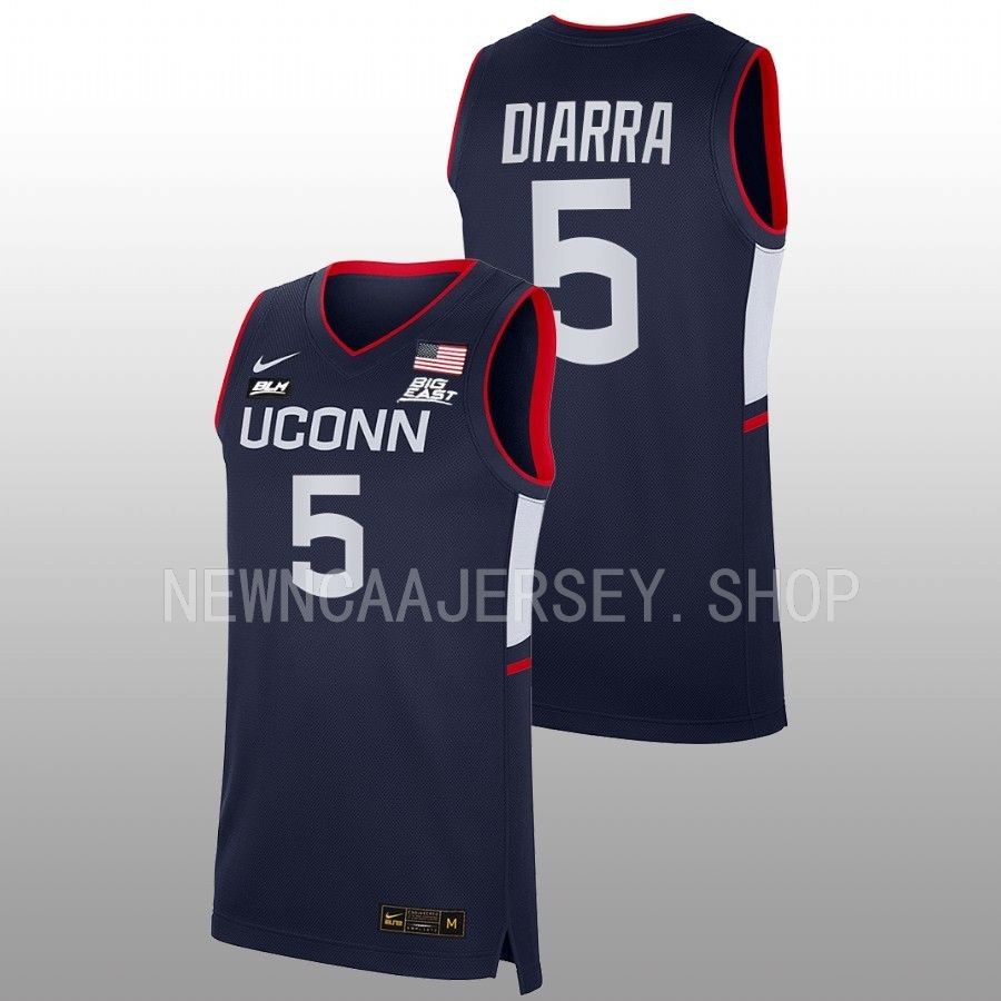 men uconn huskies hassan diarra 2022 23 replica away basketball navy jersey