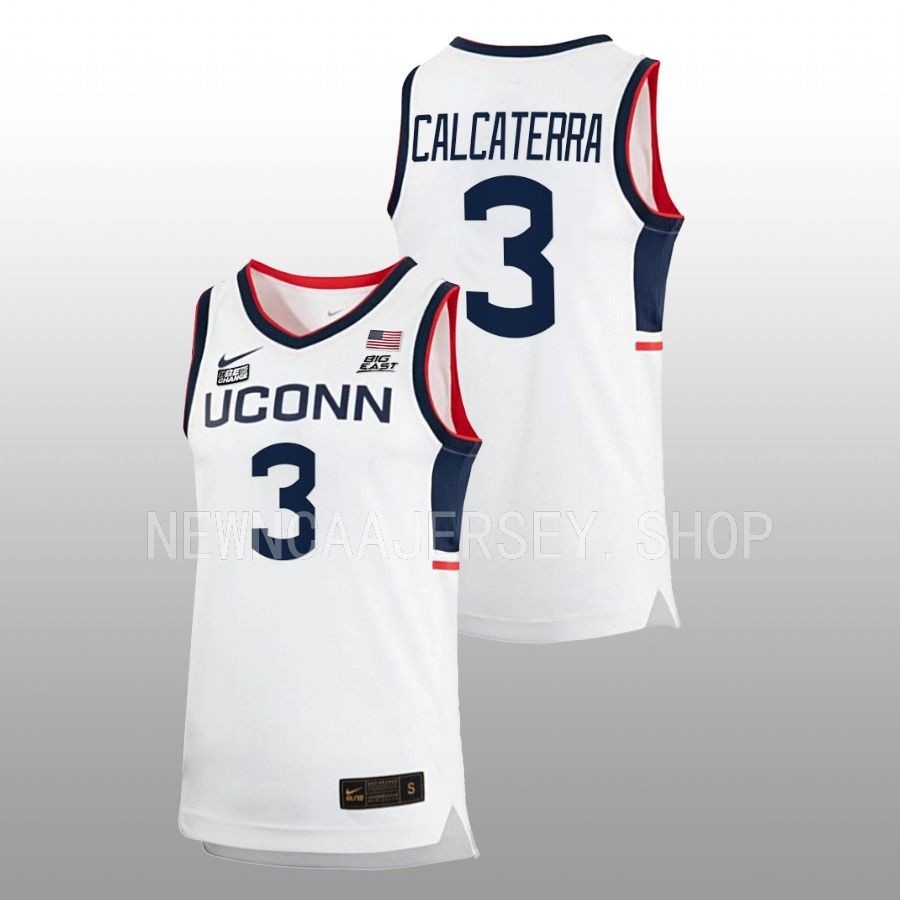 men uconn huskies joey calcaterra 2022 23 replica home basketball white jersey