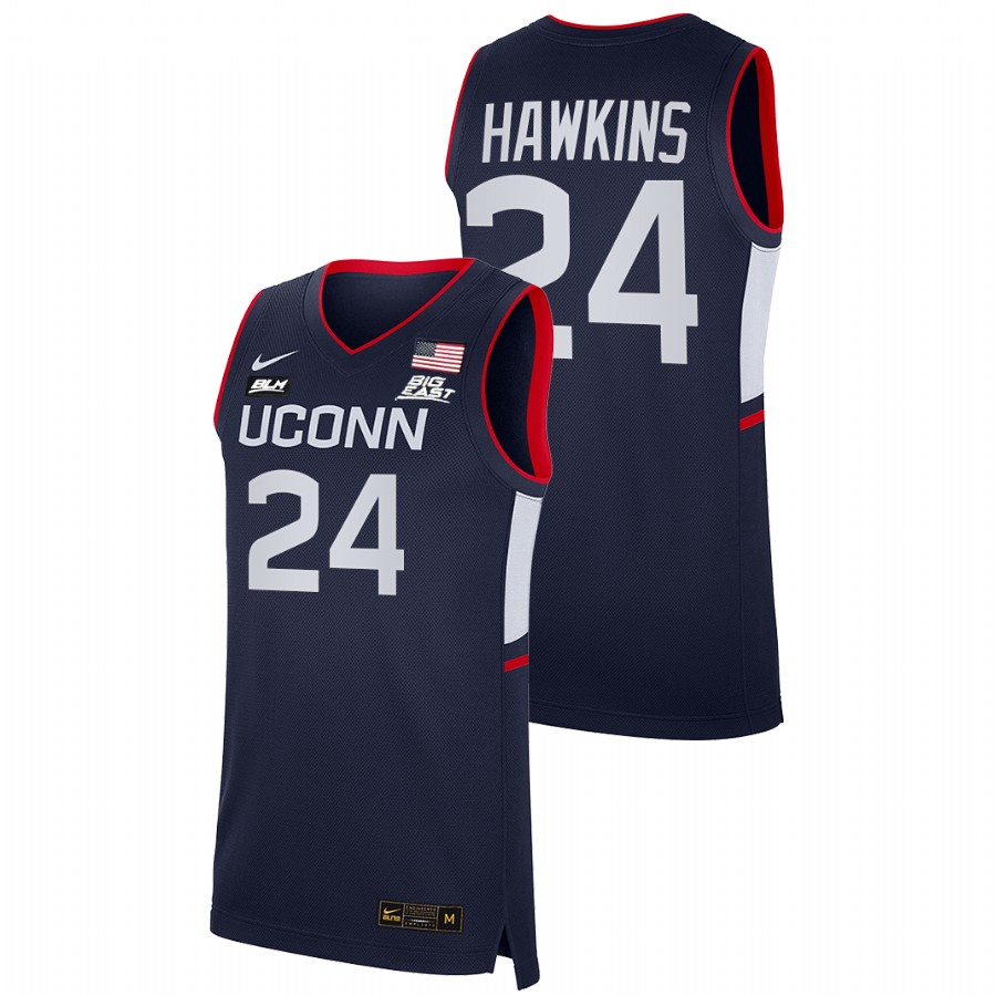 men uconn huskies jordan hawkins 2021 22 blm college basketball navy jersey