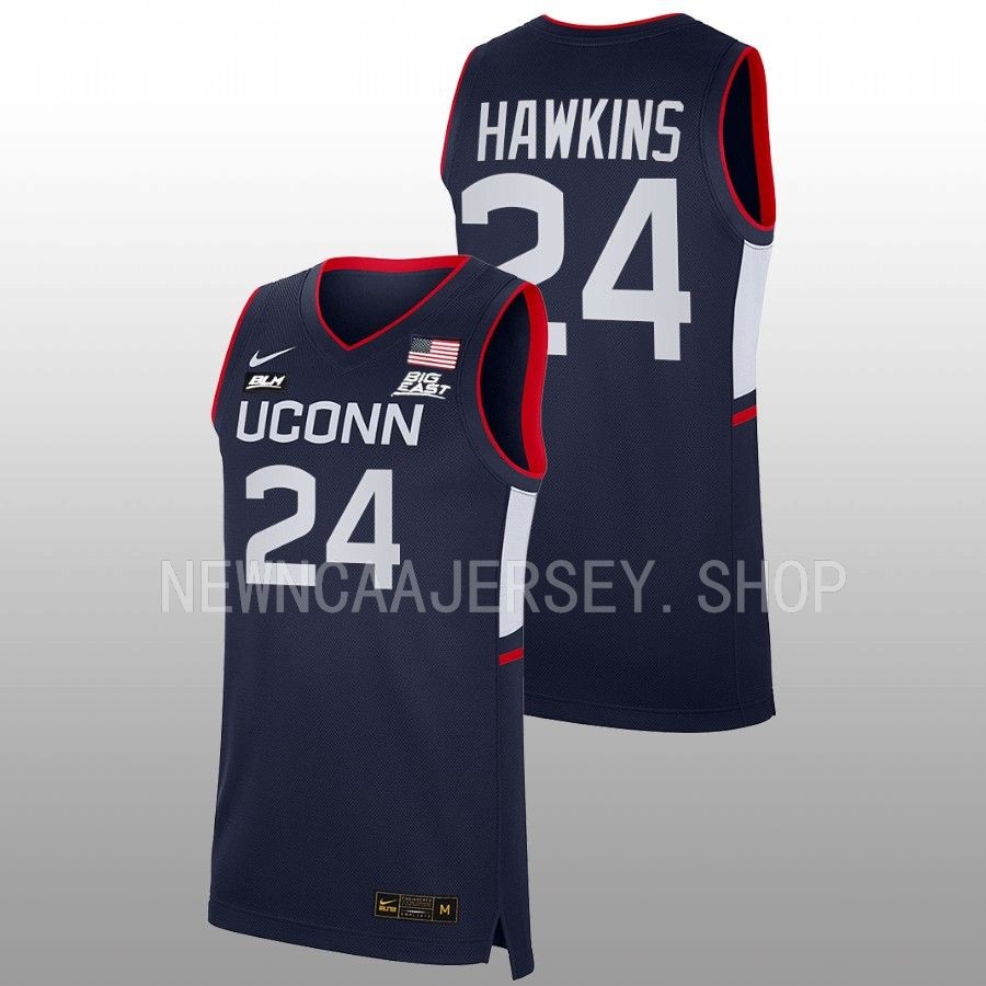men uconn huskies jordan hawkins 2022 23 replica away basketball navy jersey