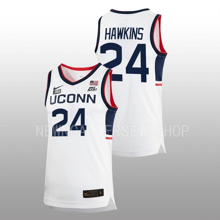 men uconn huskies jordan hawkins 2022 23 replica home basketball white jersey