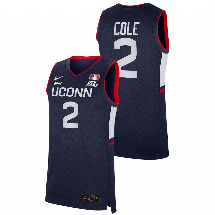 men uconn huskies r.j. cole 2021 22 blm college basketball navy jersey