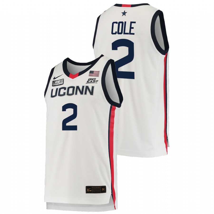 men uconn huskies r.j. cole 2021 22 replica college basketball white jersey