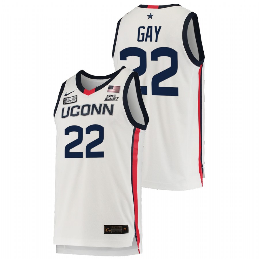 men uconn huskies rudy gay alumni college basketball white jersey