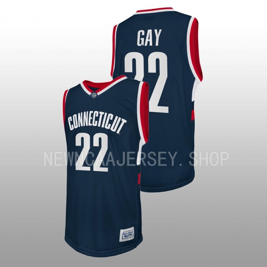 men uconn huskies rudy gay navy retro basketball alumni jersey