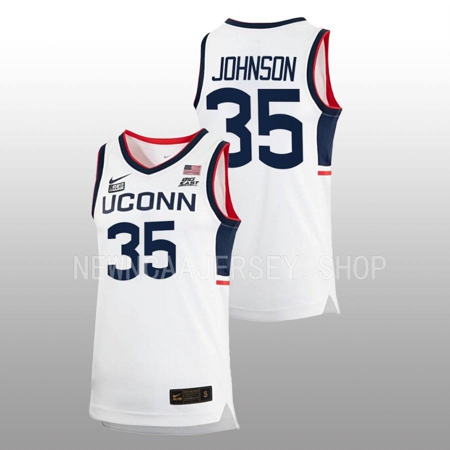 men uconn huskies samson johnson 2022 23 replica home basketball white jersey