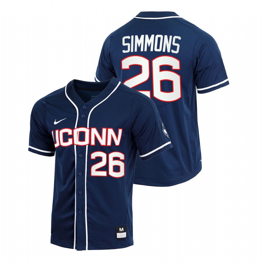 men uconn huskies t.c. simmons navy college baseball replica jersey