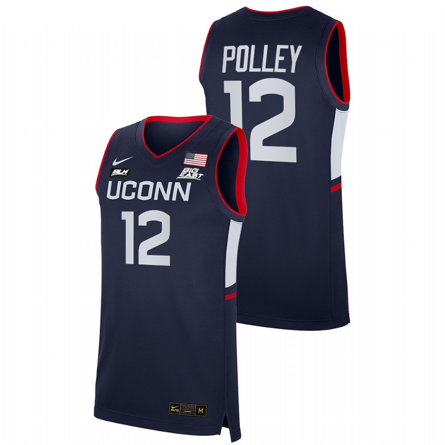 men uconn huskies tyler polley 2021 22 blm college basketball navy jersey