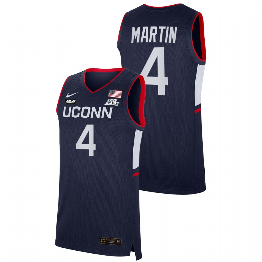 men uconn huskies tyrese martin 2021 22 blm college basketball navy jersey