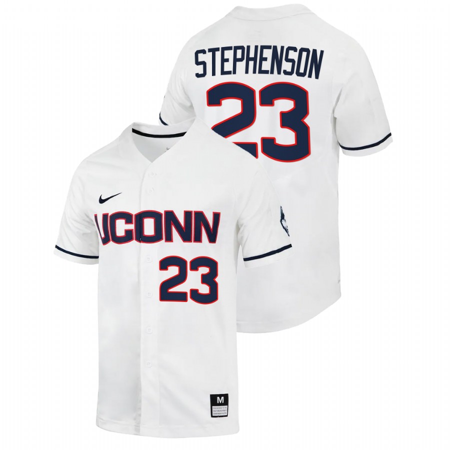 men uconn huskies zach stephenson white 2022college baseball full button jersey