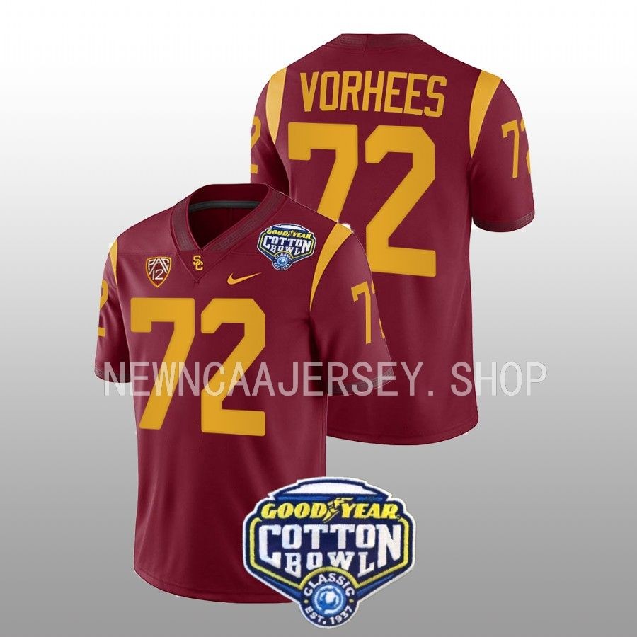 men usc trojans andrew vorhees cardinal 2023 cotton bowl college football jersey