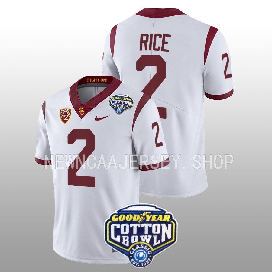 men usc trojans brenden rice college football 2023 cotton bowl white jersey