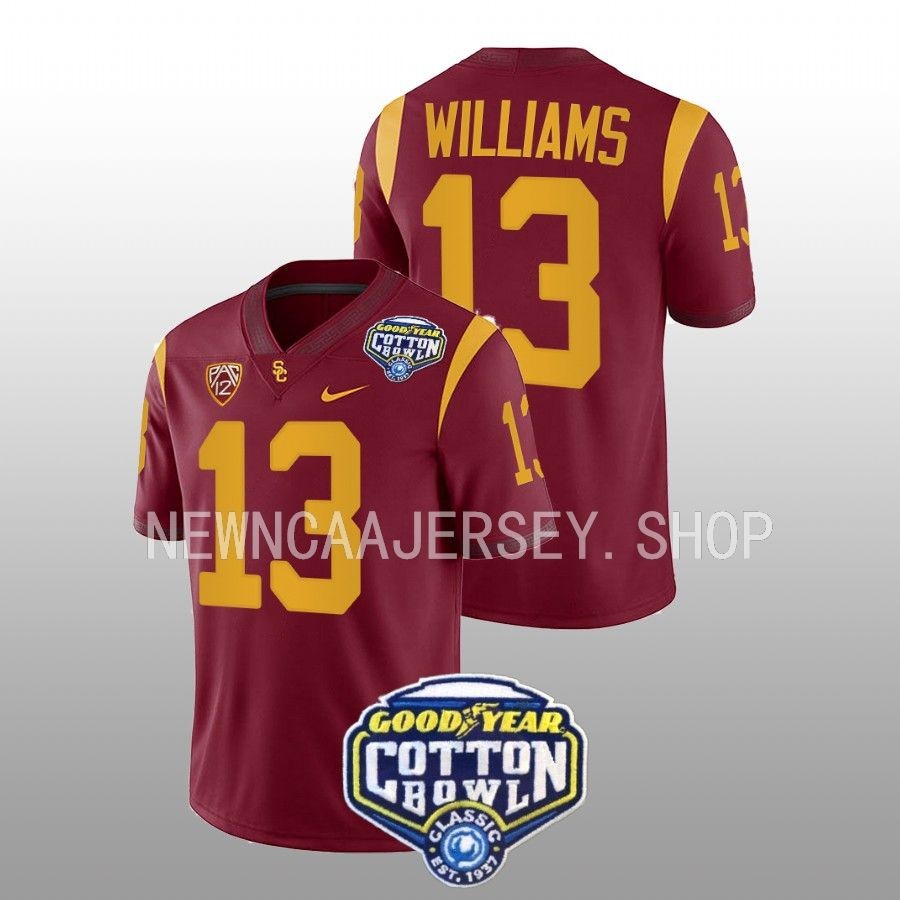 men usc trojans caleb williams cardinal 2023 cotton bowl college football jersey