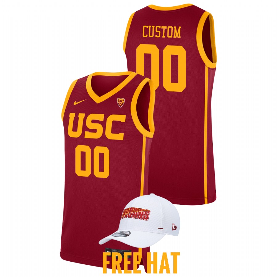 men usc trojans custom 2021 22 away college basketball cardinal jersey