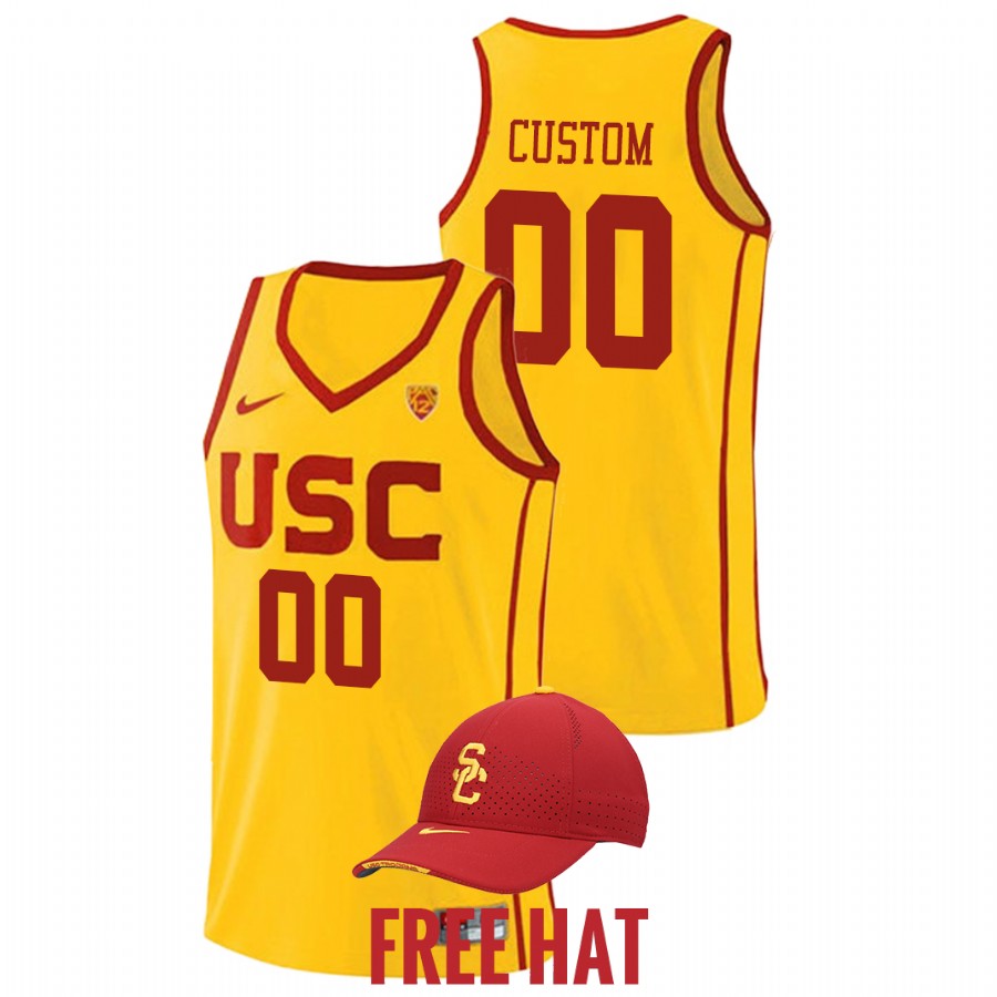 men usc trojans custom 2021 22 home college basketball yellow jersey