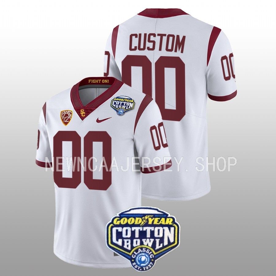 men usc trojans custom college football 2023 cotton bowl white jersey