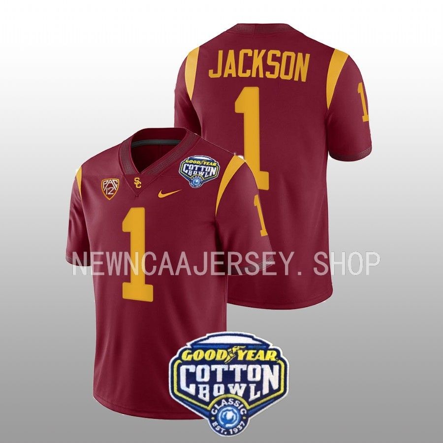 men usc trojans domani jackson cardinal 2023 cotton bowl college football jersey