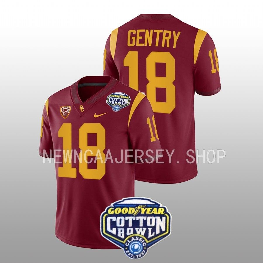 men usc trojans eric gentry cardinal 2023 cotton bowl college football jersey