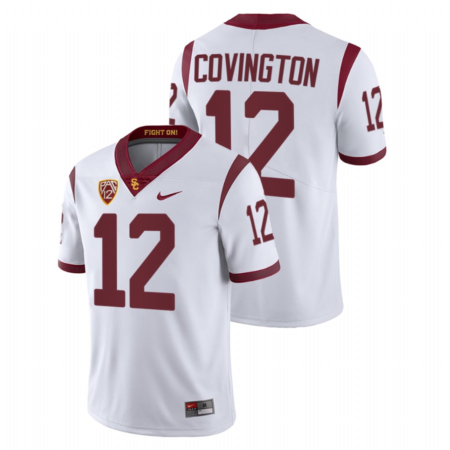 men usc trojans jacobe covington 2022 23 college football white jersey