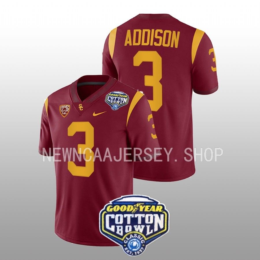 men usc trojans jordan addison cardinal 2023 cotton bowl college football jersey