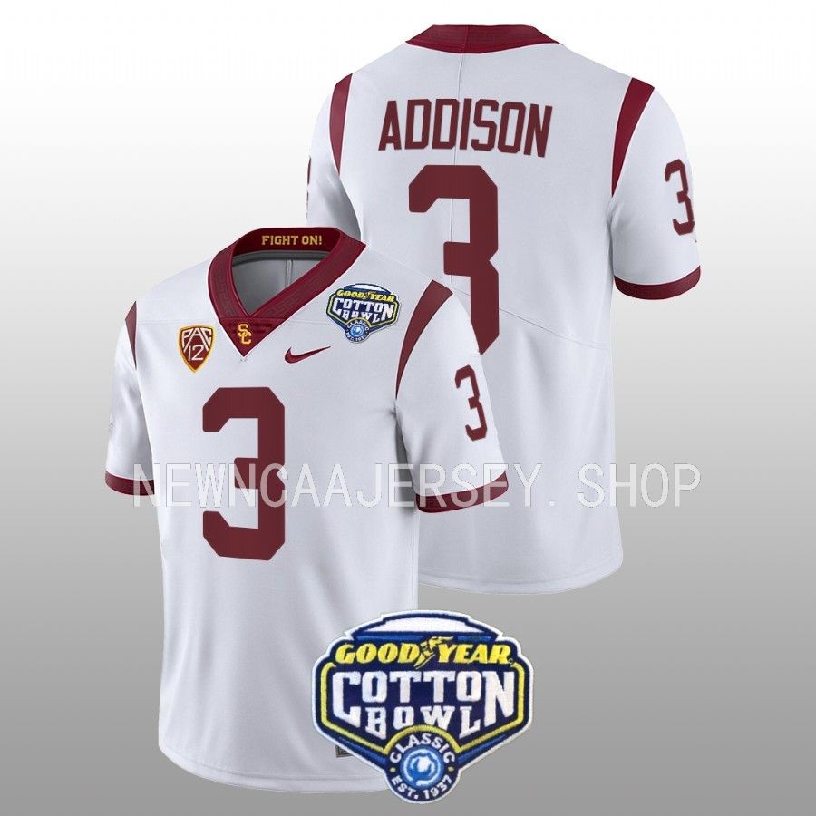 men usc trojans jordan addison college football 2023 cotton bowl white jersey