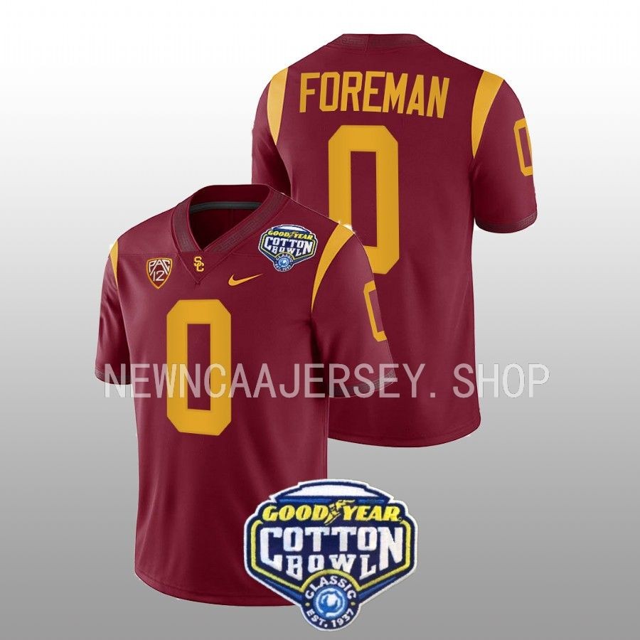men usc trojans korey foreman cardinal 2023 cotton bowl college football jersey