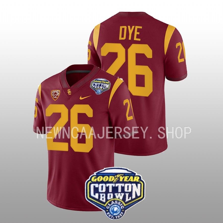 men usc trojans travis dye cardinal 2023 cotton bowl college football jersey