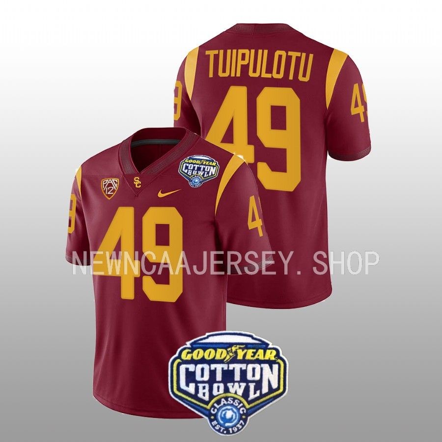 men usc trojans tuli tuipulotu cardinal 2023 cotton bowl college football jersey
