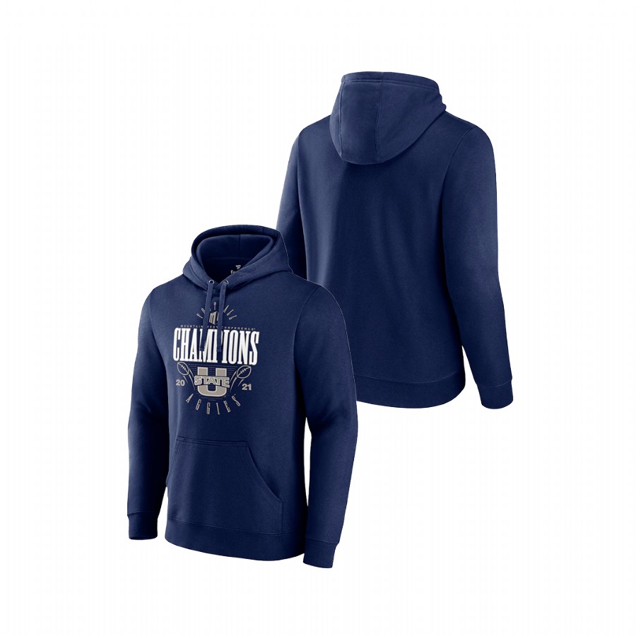 men utah state aggies navy 2021 mountain west football conference champions pullover hoodie
