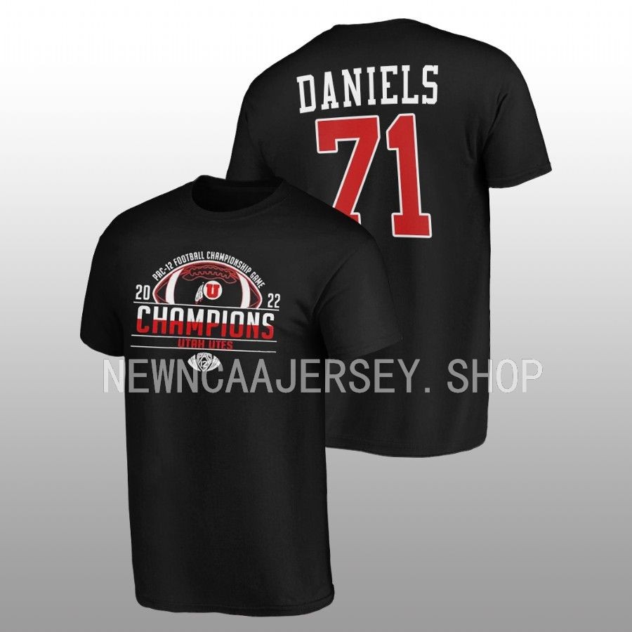 men utah utes 2022 pac 12 football championship braeden daniels black t shirt