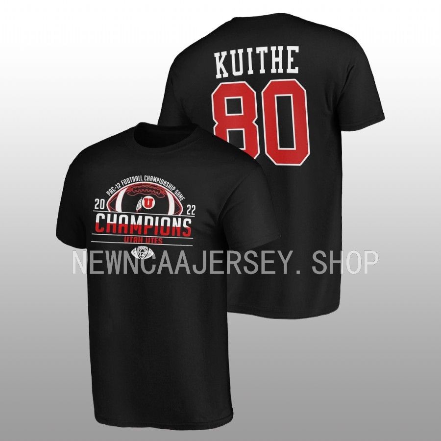 men utah utes 2022 pac 12 football championship brant kuithe black t shirt