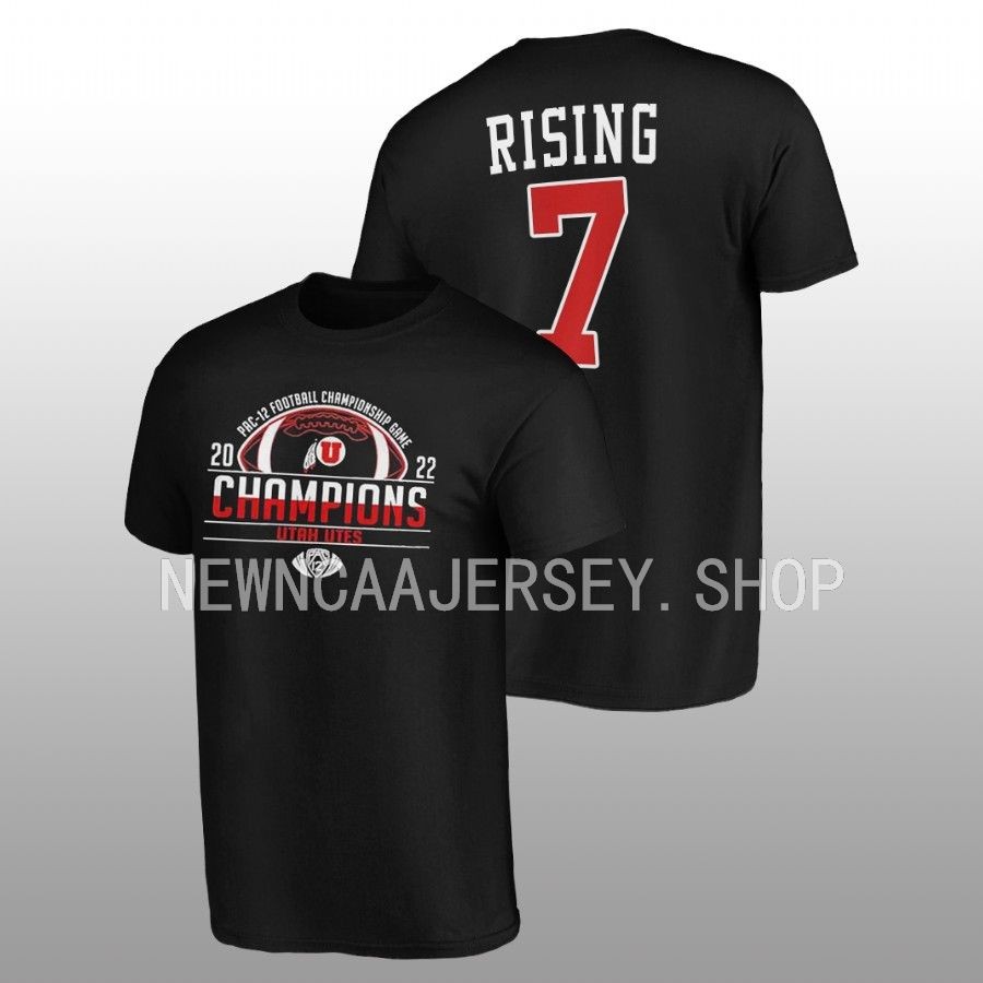 men utah utes 2022 pac 12 football championship cameron rising black t shirt