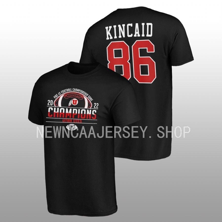 men utah utes 2022 pac 12 football championship dalton kincaid black t shirt