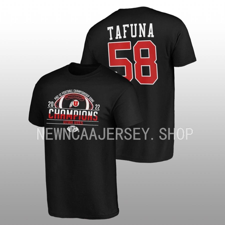 men utah utes 2022 pac 12 football championship junior tafuna black t shirt