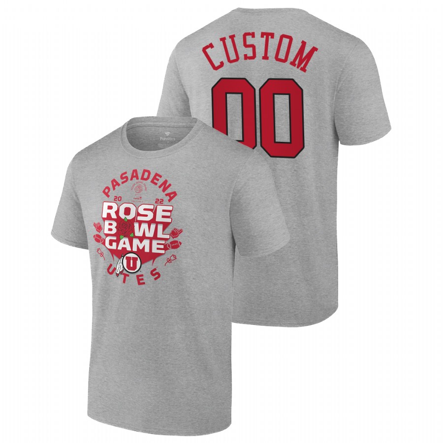 men utah utes 2022 rose bowl cfp custom gray t shirt