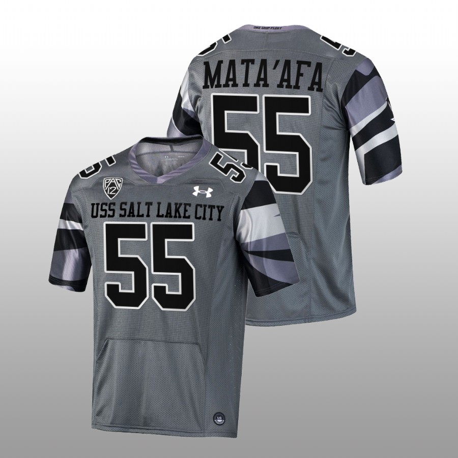 men utah utes andrew mata'afa football uss salt lake city grey jersey