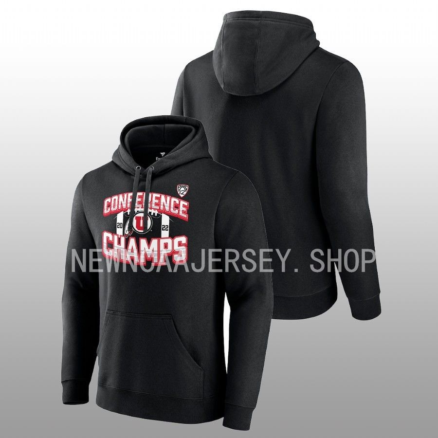 men utah utes black 2022 pac 12 football champions icon bold hoodie