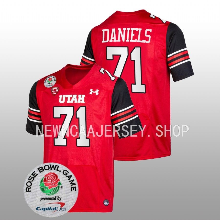 men utah utes braeden daniels red 2023 rose bowl college football jersey