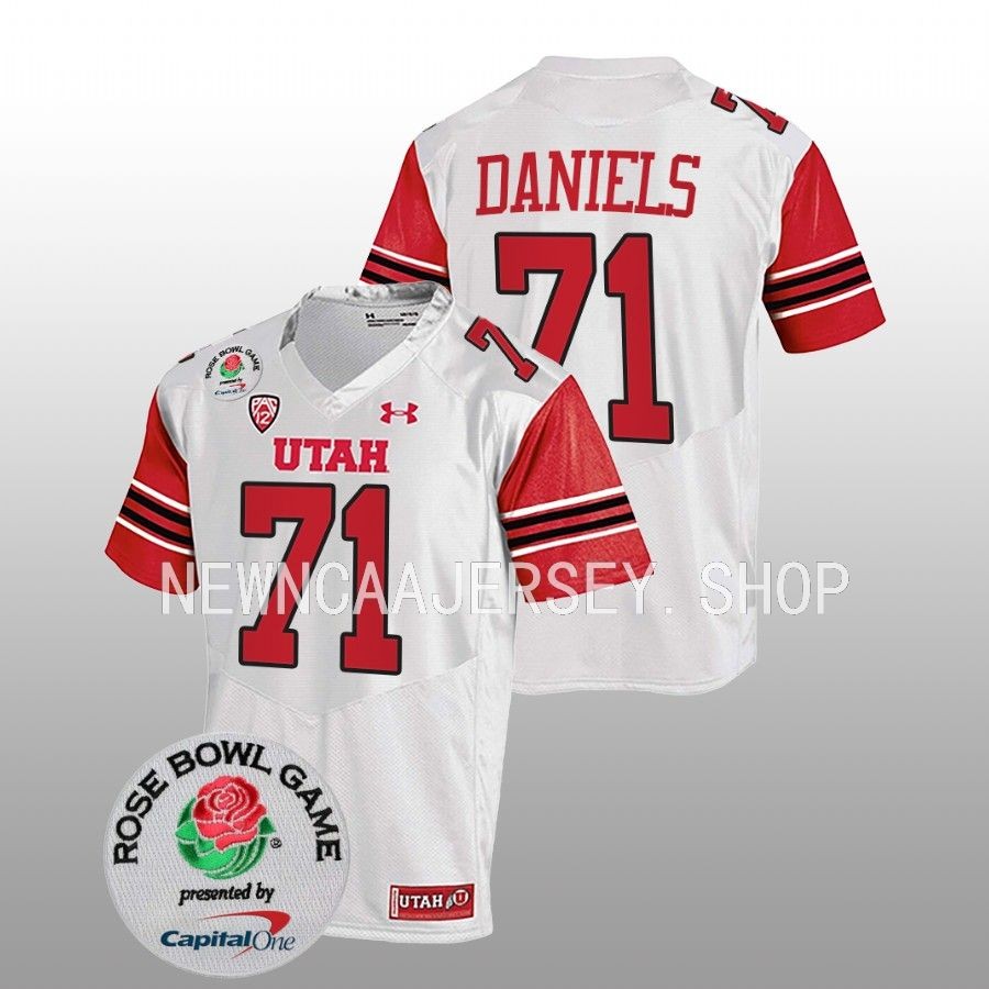 men utah utes braeden daniels white 2023 rose bowl college football jersey