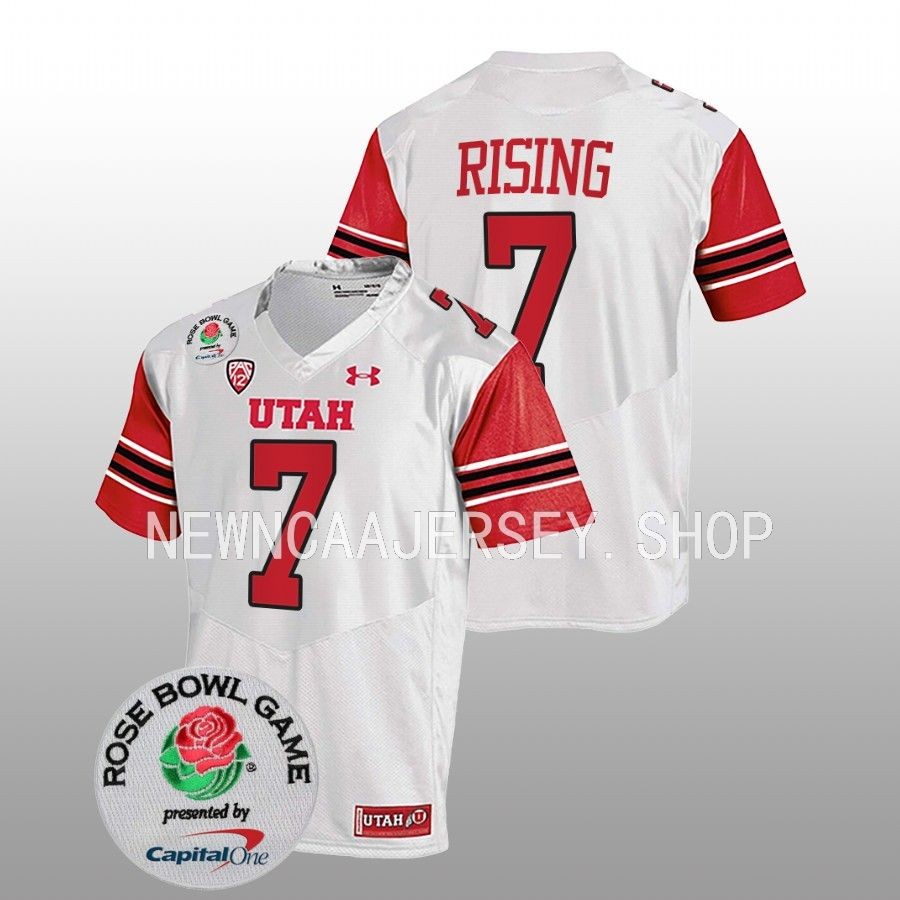 men utah utes cameron rising white 2023 rose bowl college football jersey