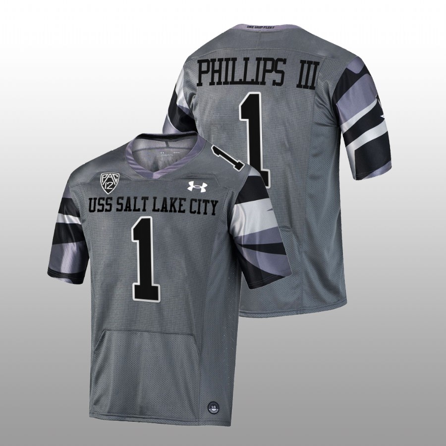 men utah utes clark phillips iii football uss salt lake city grey jersey