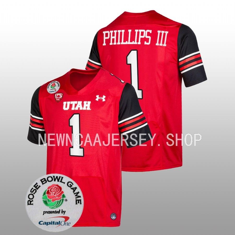 men utah utes clark phillips iii red 2023 rose bowl college football jersey