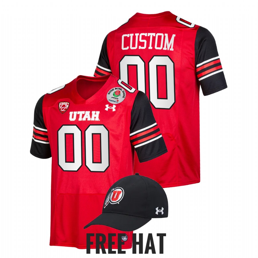 men utah utes custom free hat 2022 rose bowl red jersey