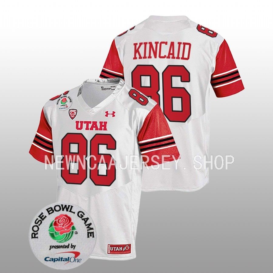 men utah utes dalton kincaid white 2023 rose bowl college football jersey