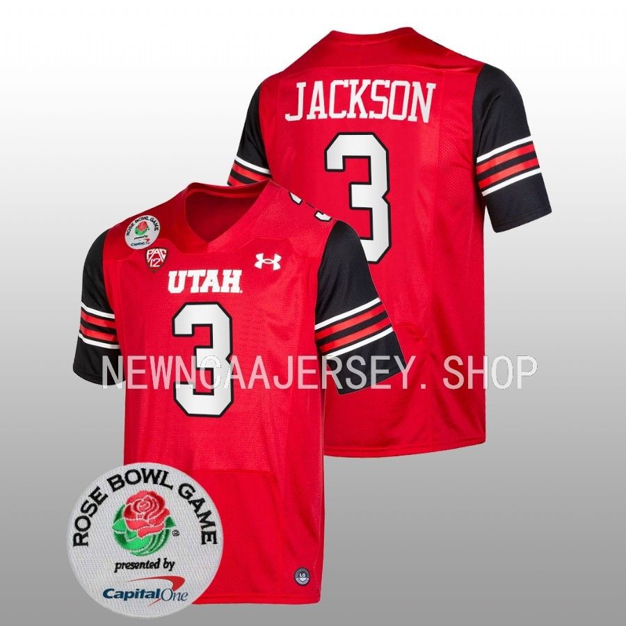 men utah utes ja'quinden jackson red 2023 rose bowl college football jersey