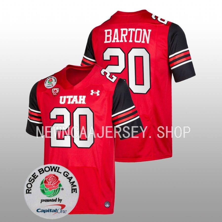men utah utes lander barton red 2023 rose bowl college football jersey