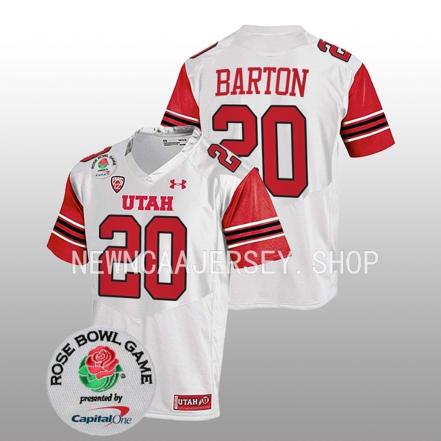 men utah utes lander barton white 2023 rose bowl college football jersey